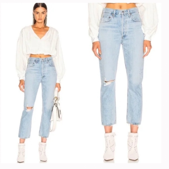 AGOLDE Riley High Rise Straight Crop Shatter Size 25 - Picture 2 of 10